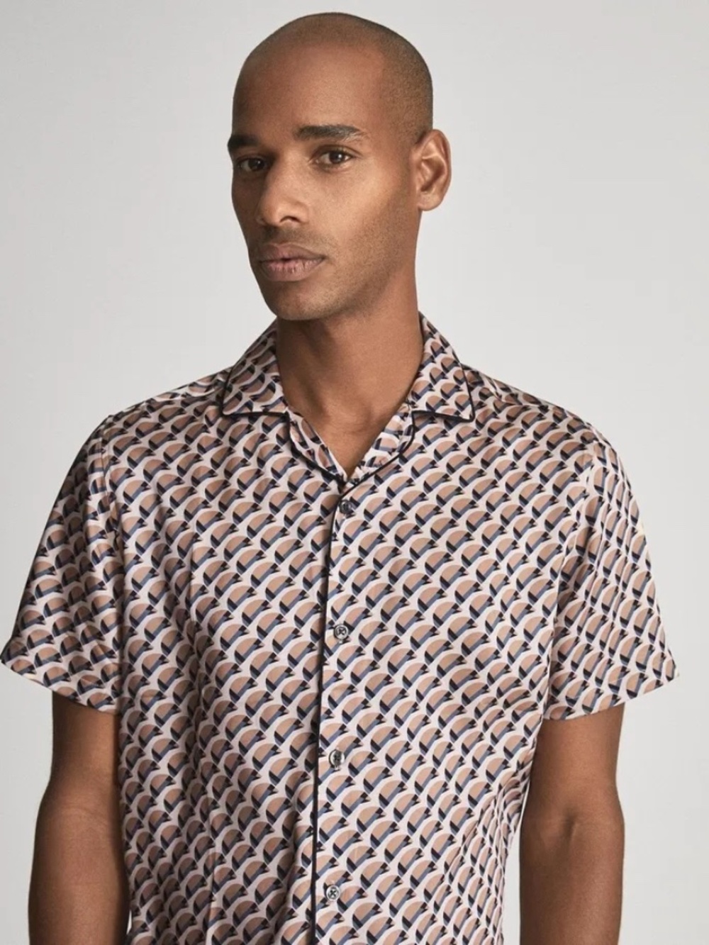 NEW REISS Haydon Printed Cuban Collar Shirt - Picture 2 of 11